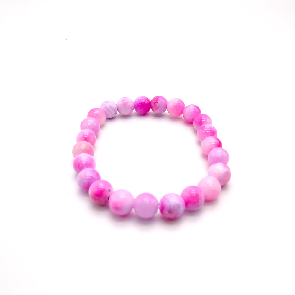Фото товара браслет из кальцита пигментированного сиреневым с розовым шар 10 мм