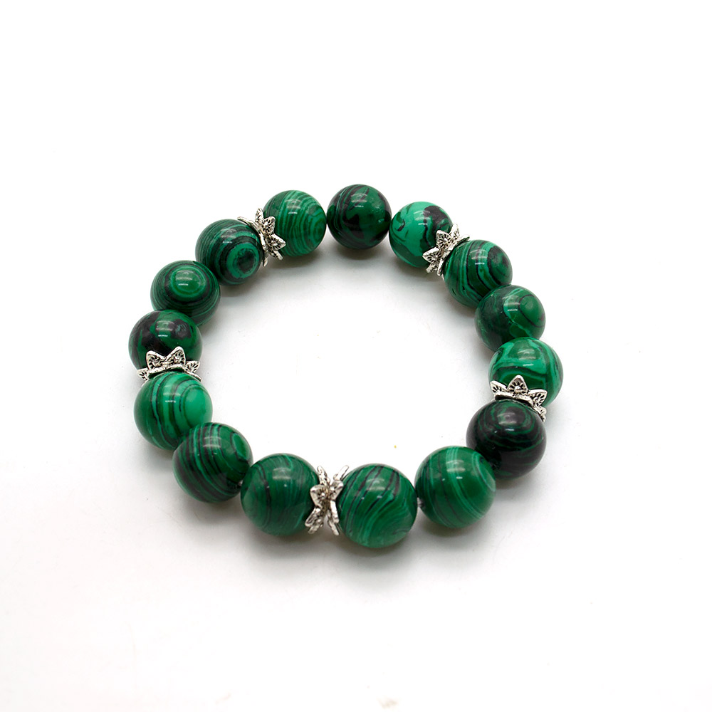 Фото товара браслет из малахита имитации с фурнитурой цветок