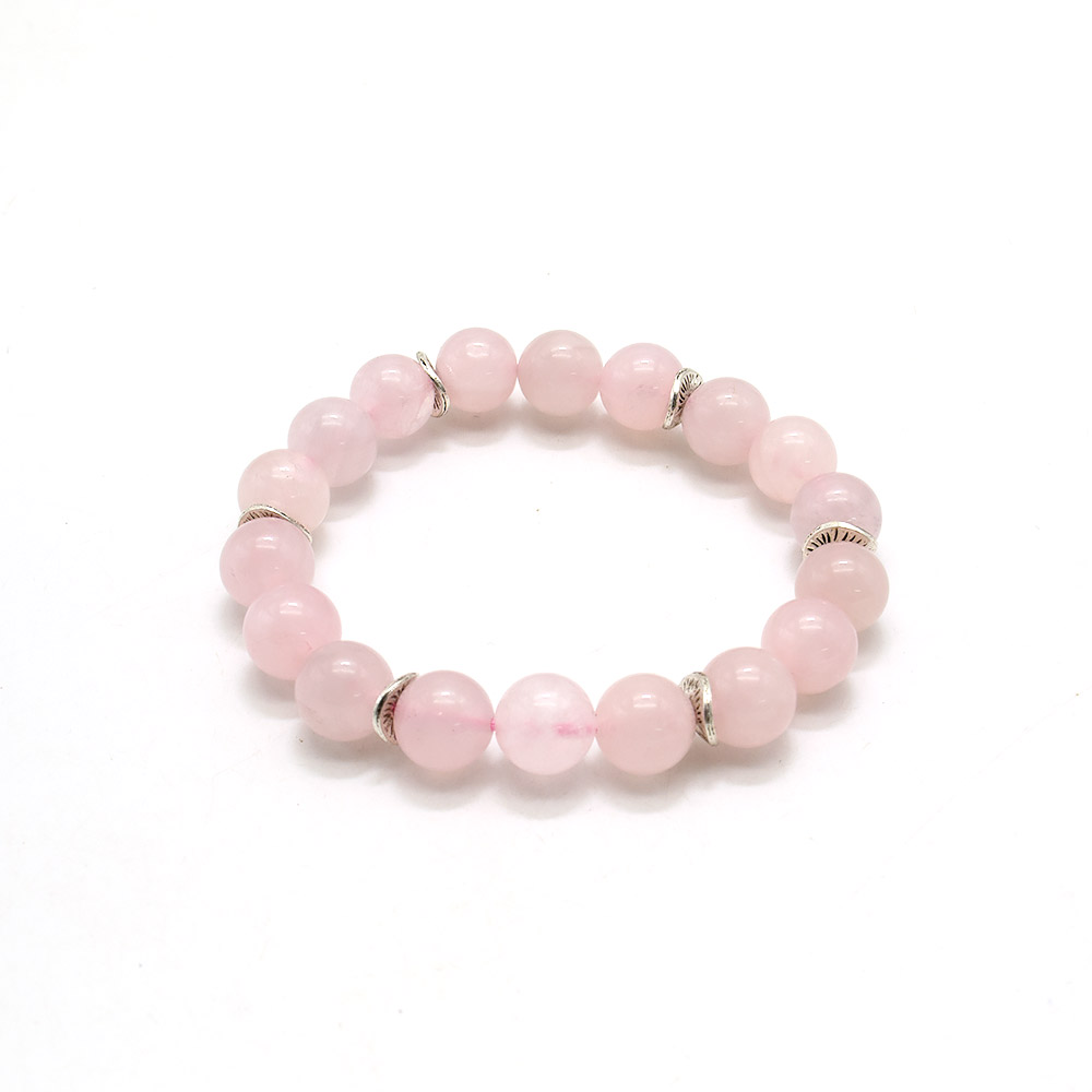 Фото товара браслет из розового кварца с фурнитурой волна