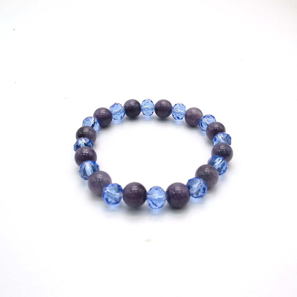 Фото товара браслет из кальцита цвет сапфир 8 мм с цирконом