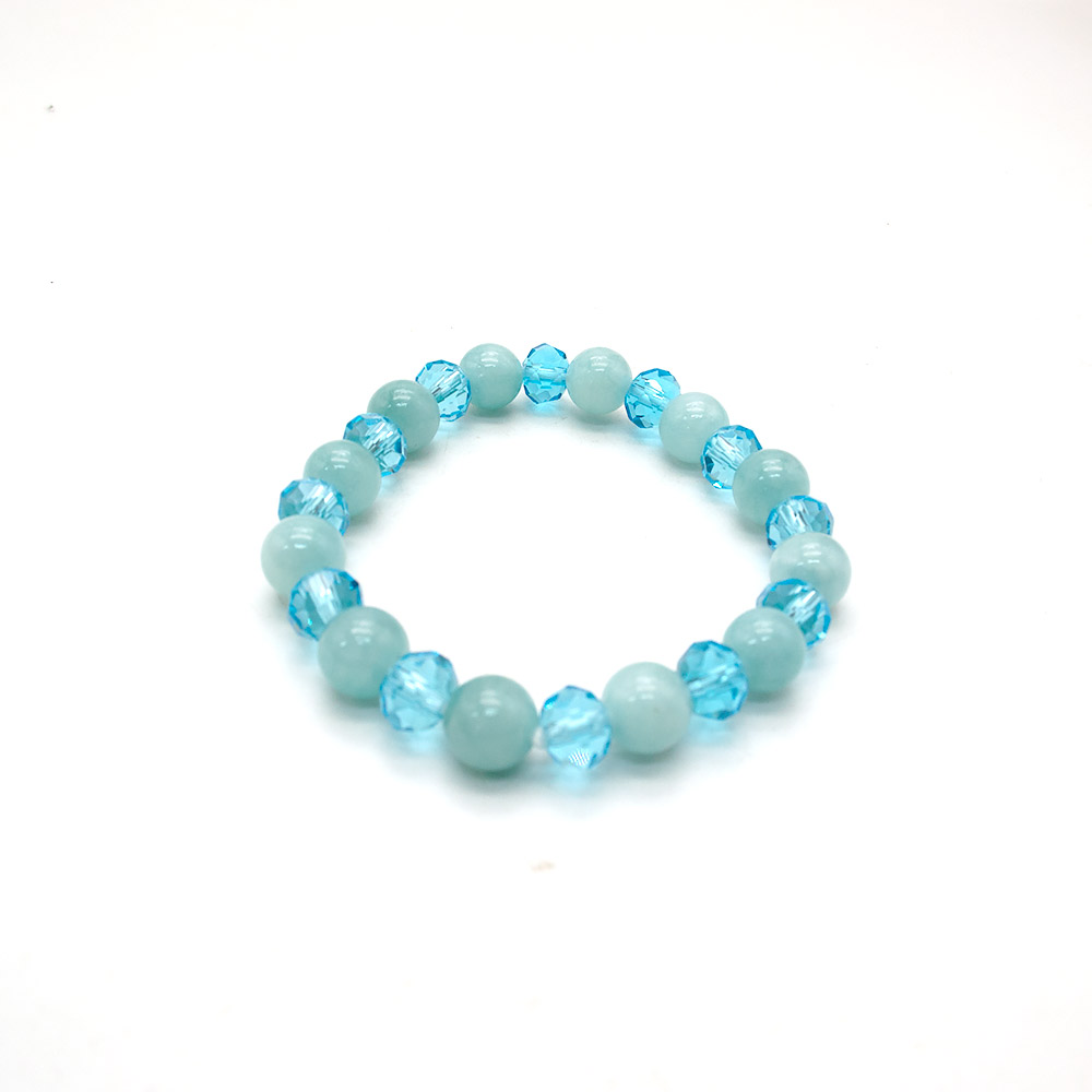 Фото товара браслет из кальцита голубого8 мм с цирконом