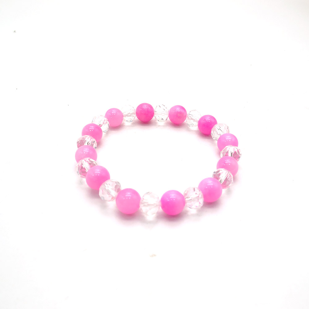 Фото товара браслет из кальцита ярко розового 8 мм с цирконом