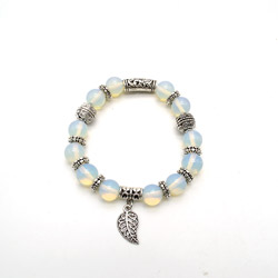 Браслет лунный камень имитация " Пандора" 10 мм