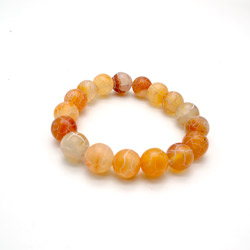 Браслет из агата кракле матового светло-рыжего 12 мм