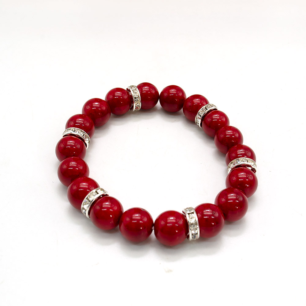 Фото товара браслет из коралла имитации шар со стразами