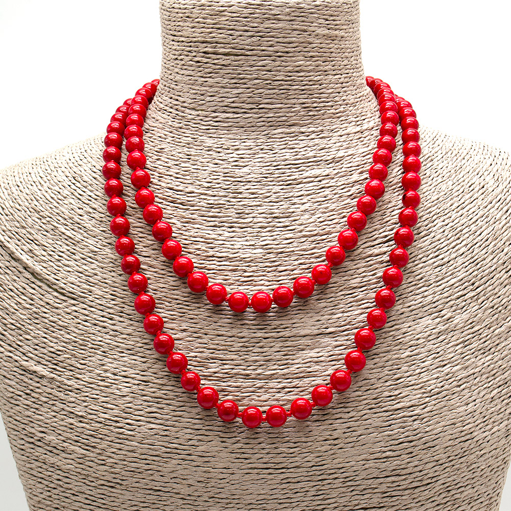 Фото товара бусы из коралла имитации шар 8 мм