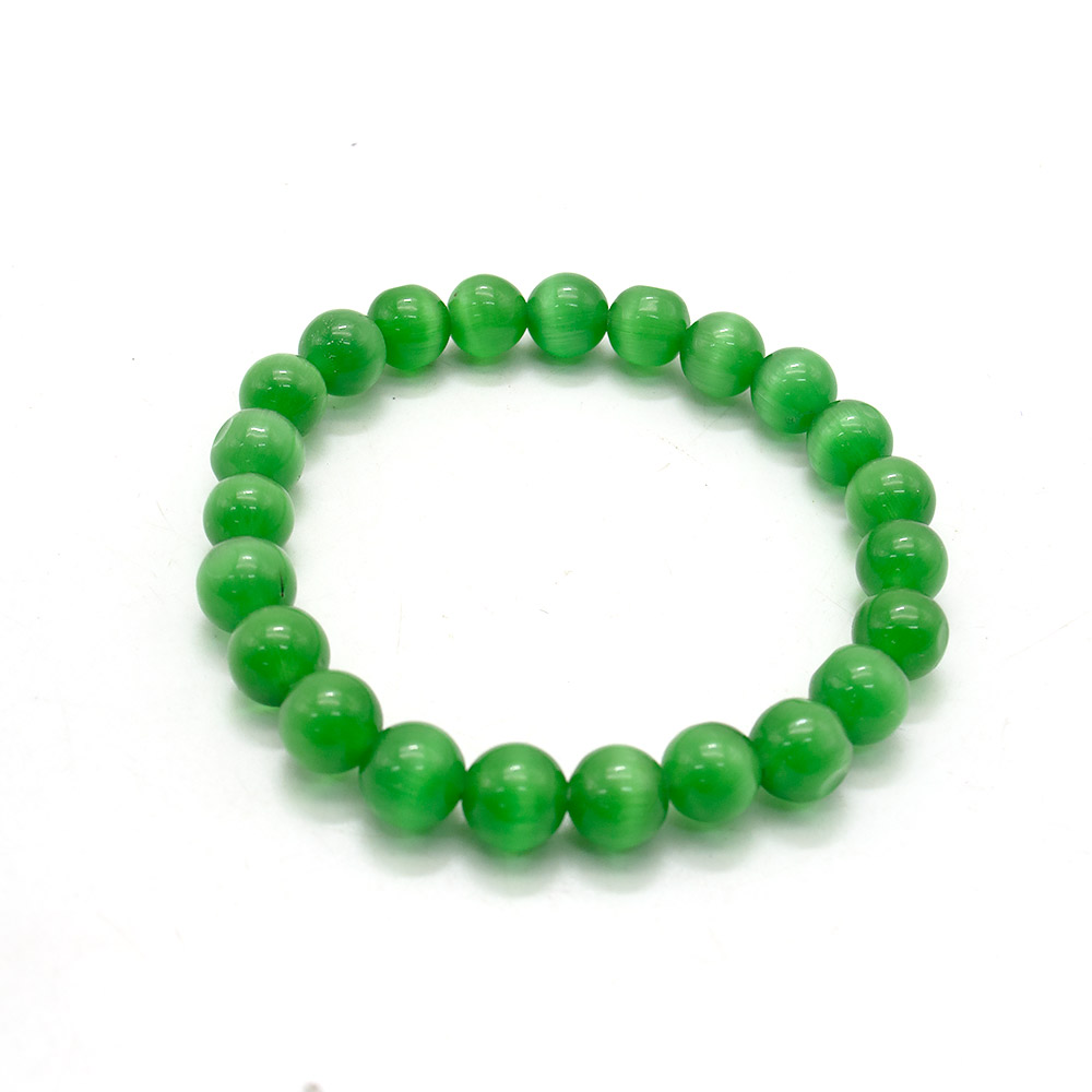 Фото товара браслет из кошачьего глаза имитации цвет зеленый 8мм