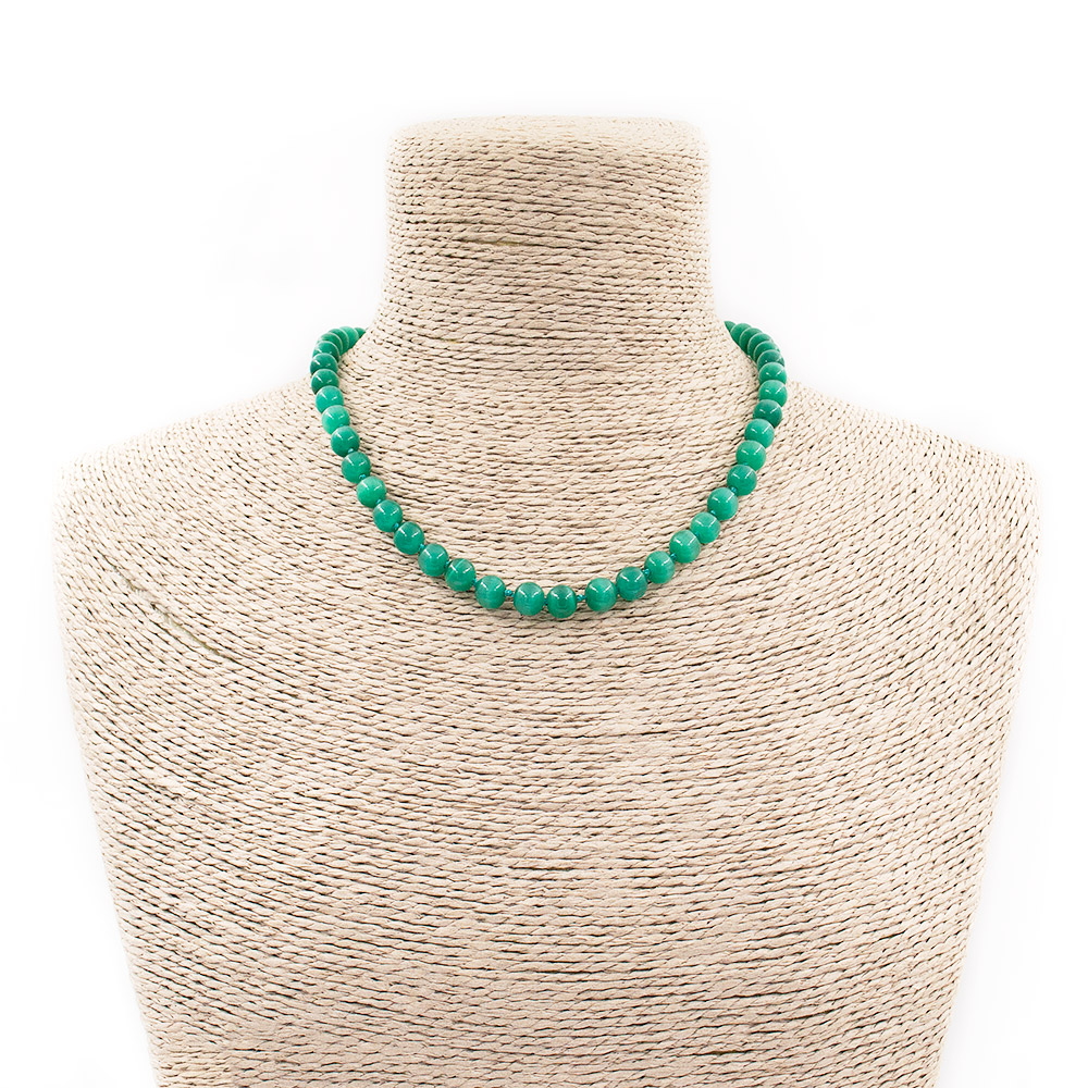 Фото товара бусы из кошачьего глаза имитации цвет изумруд шар 8 мм