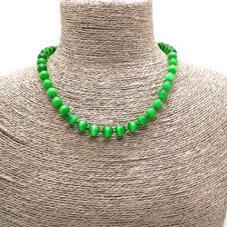 Бусы из кошачьего глаза имитации цвет зеленый шар