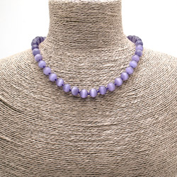 Бусы из кошачьего глаза имитации цвет аметист шар