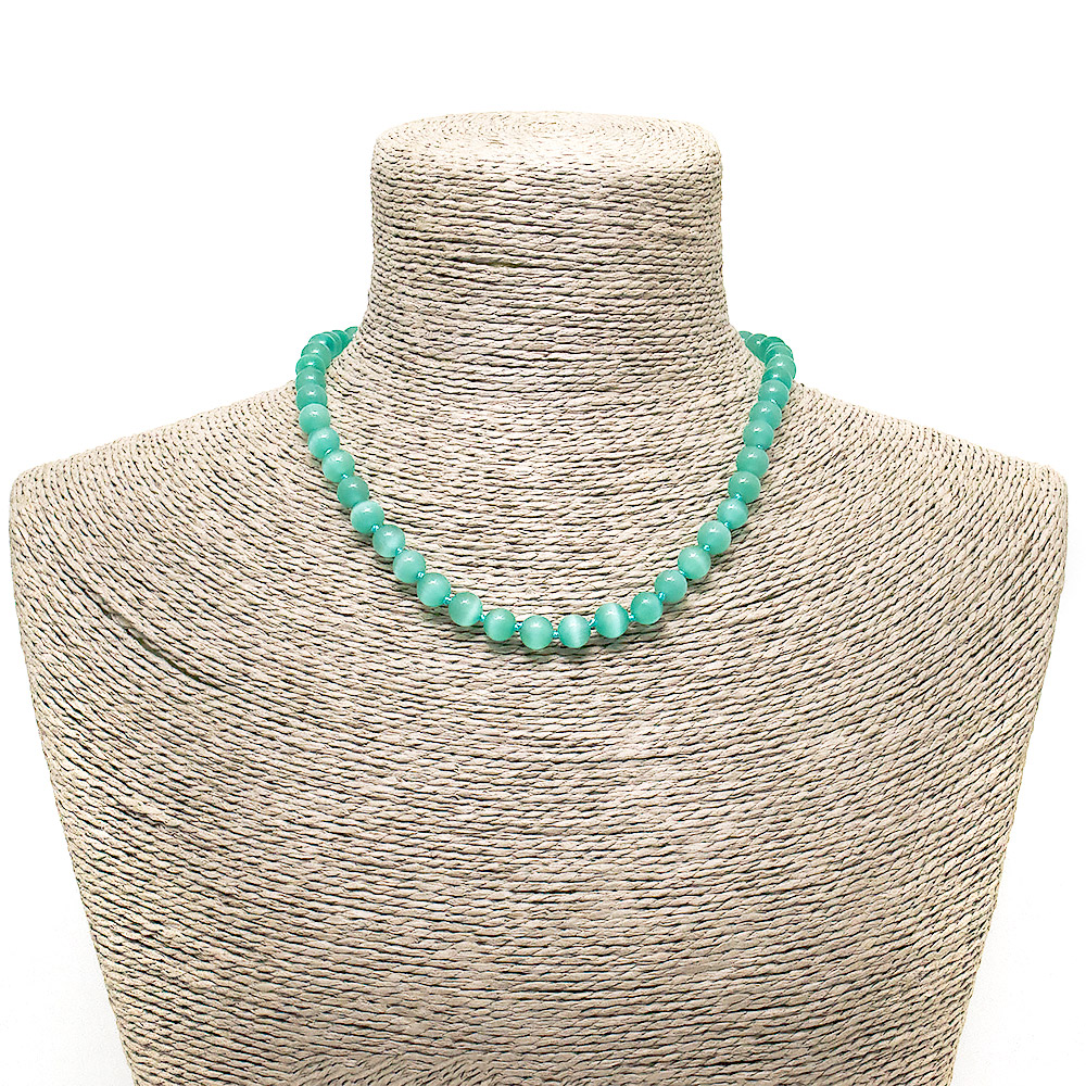 Бусы из кошачьего глаза имитации цвет мята шар 8 мм