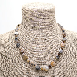 Бусы агат моховый таблетка круглая 12 мм через шарик