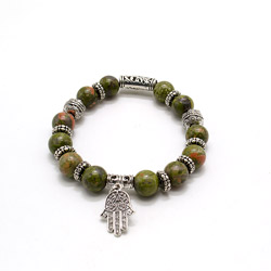 Браслет из яшмы унакит "Пандора" 10 мм