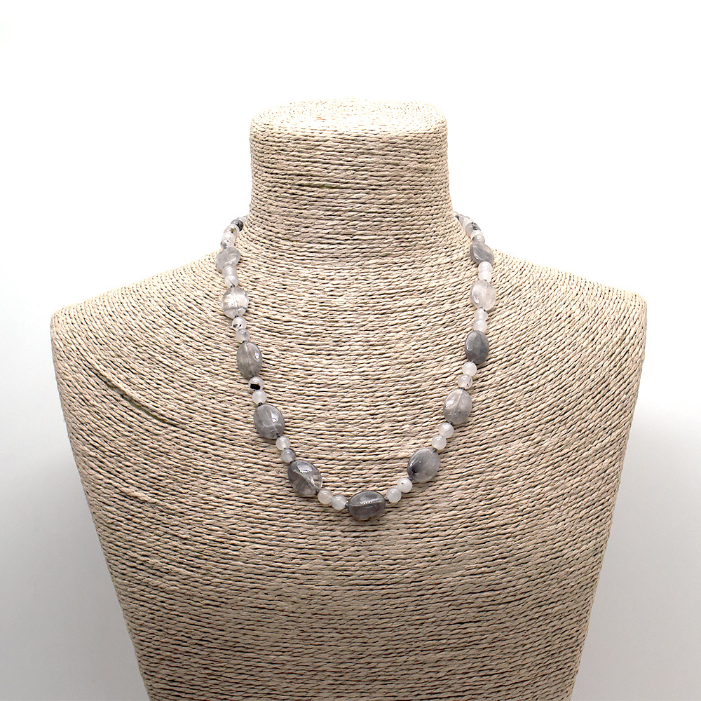 Фото товара бусы из кварца дымчатого таблетка 16*12 мм