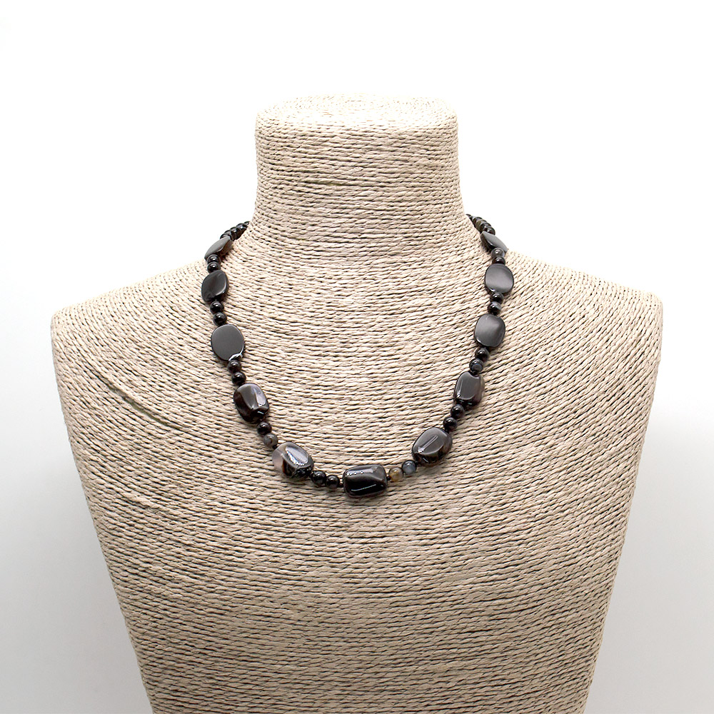 Фото товара бусы агат черный таблетка 17*13 мм