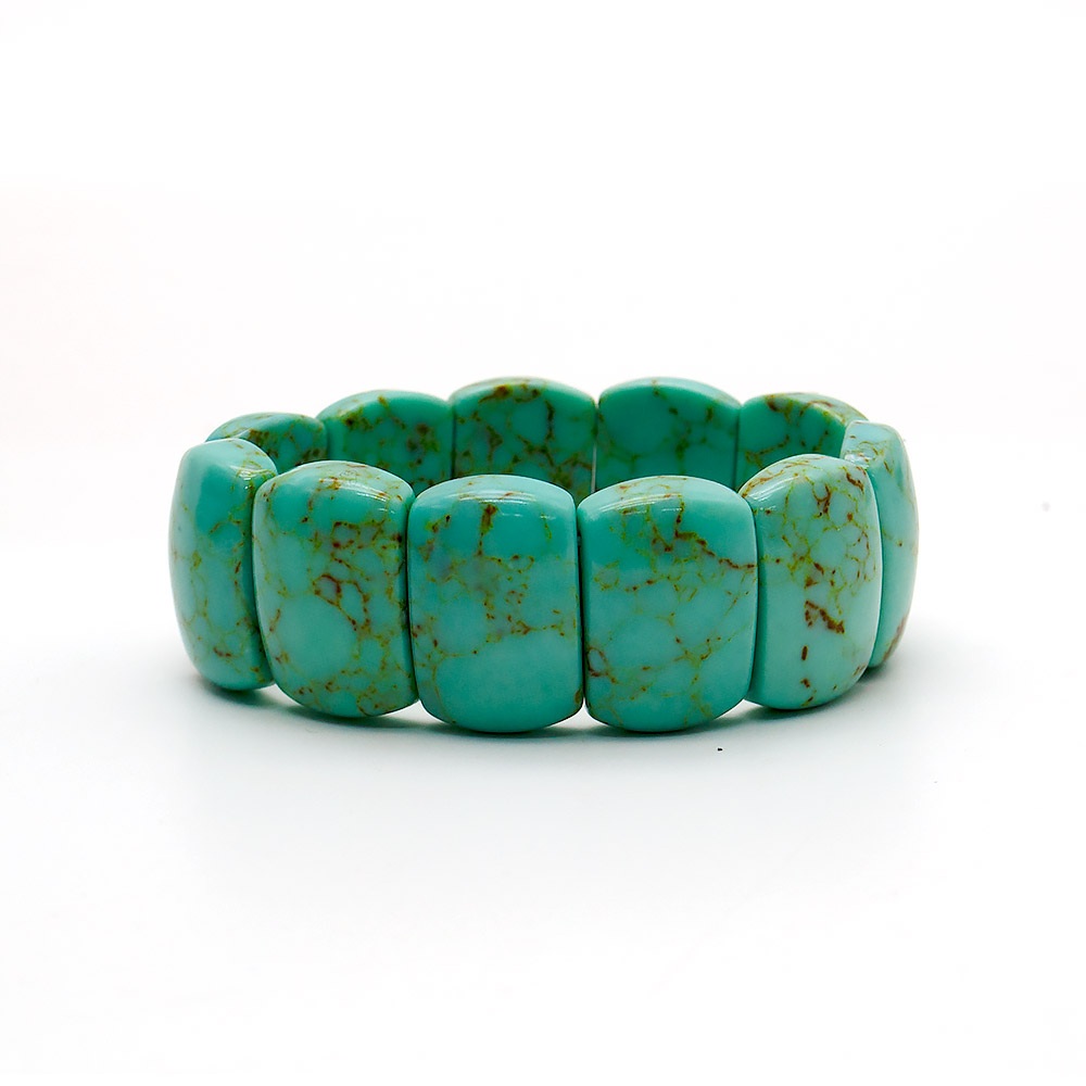 Браслет из говлита тонированного цвет мята прямоугольник 25*17 мм