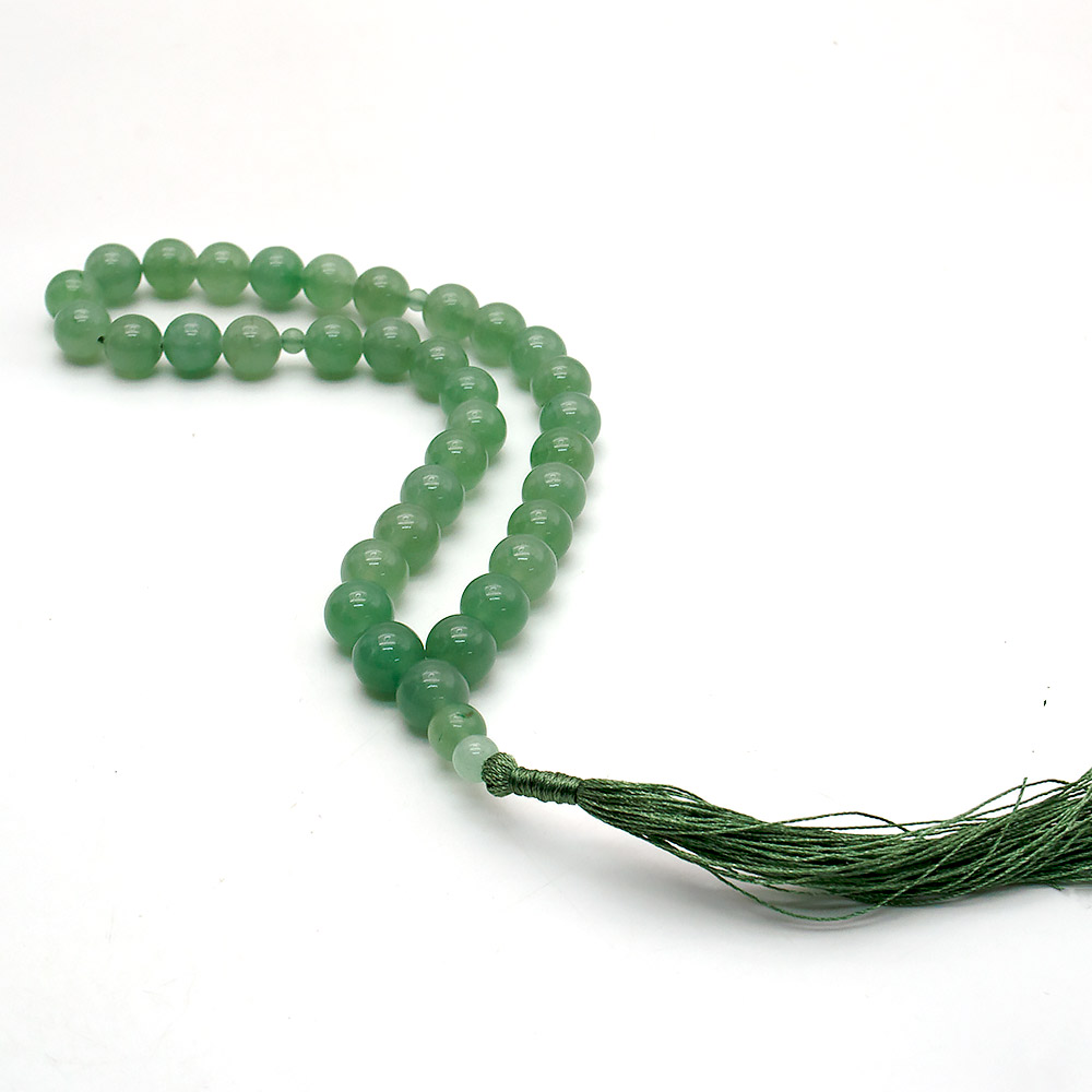 Четки из авантюрина зеленого натуры 33 бусины