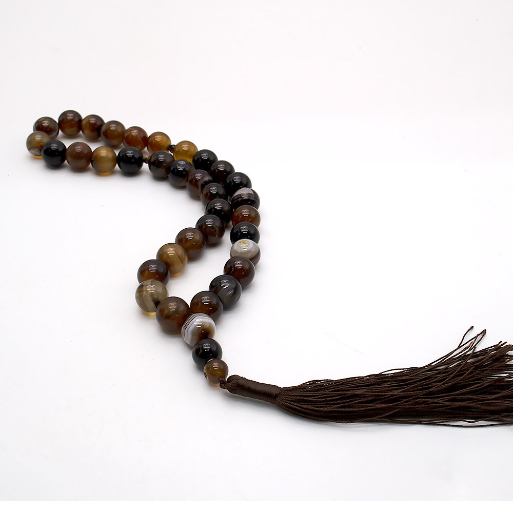 Четки из агата коричневого 33 бусины