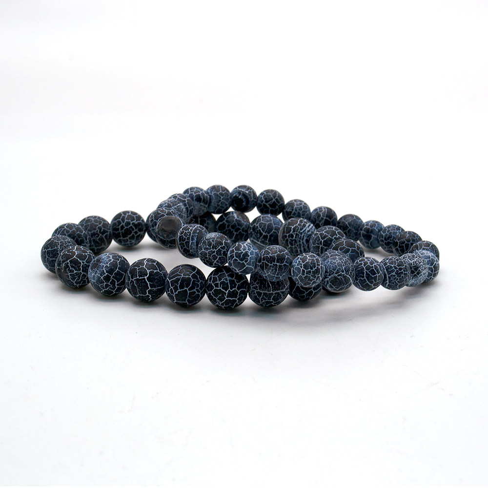 Фото товара браслет из агата кракле матового черно-коричневого шар