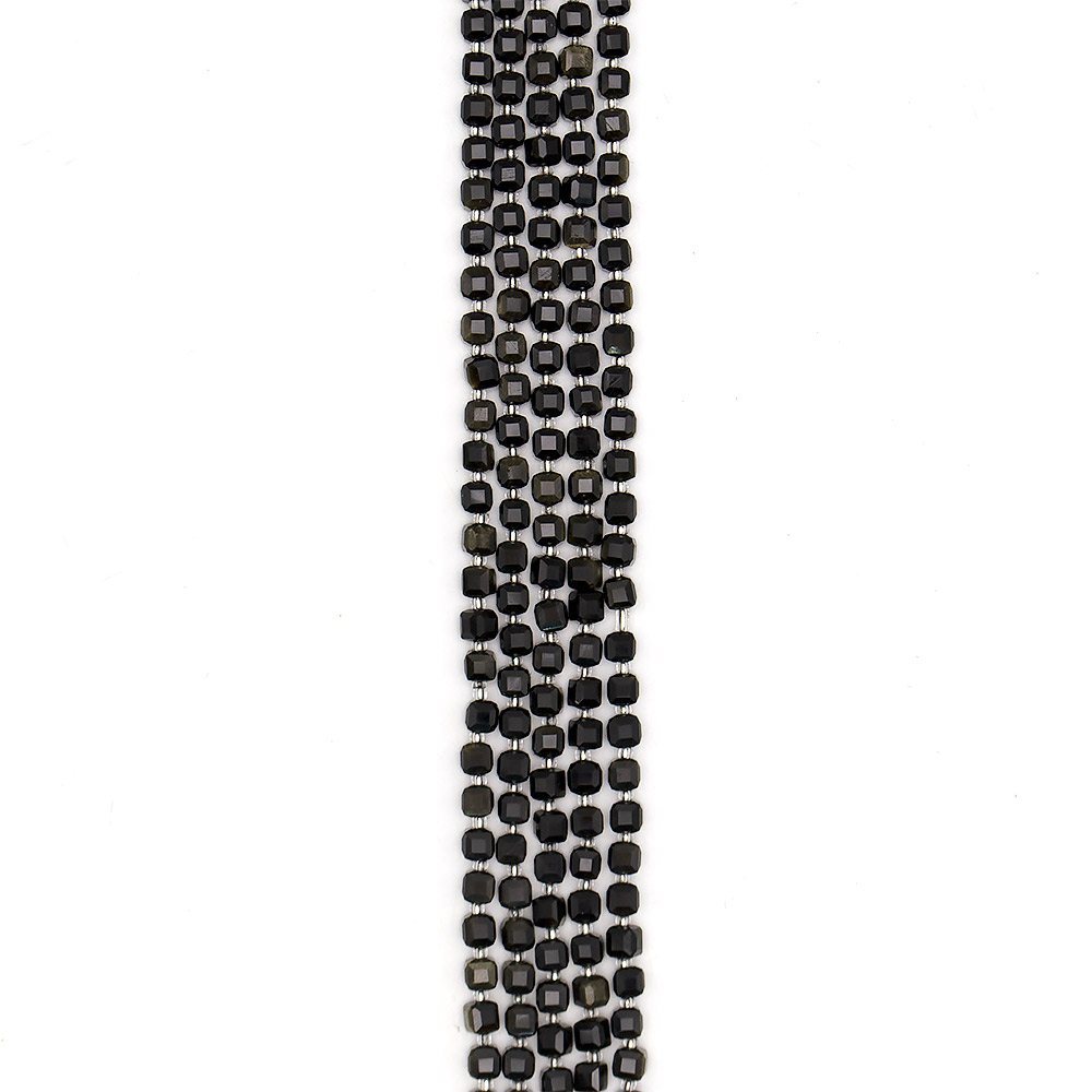 Обсидиан золотистый кубик 7*7 мм граненый