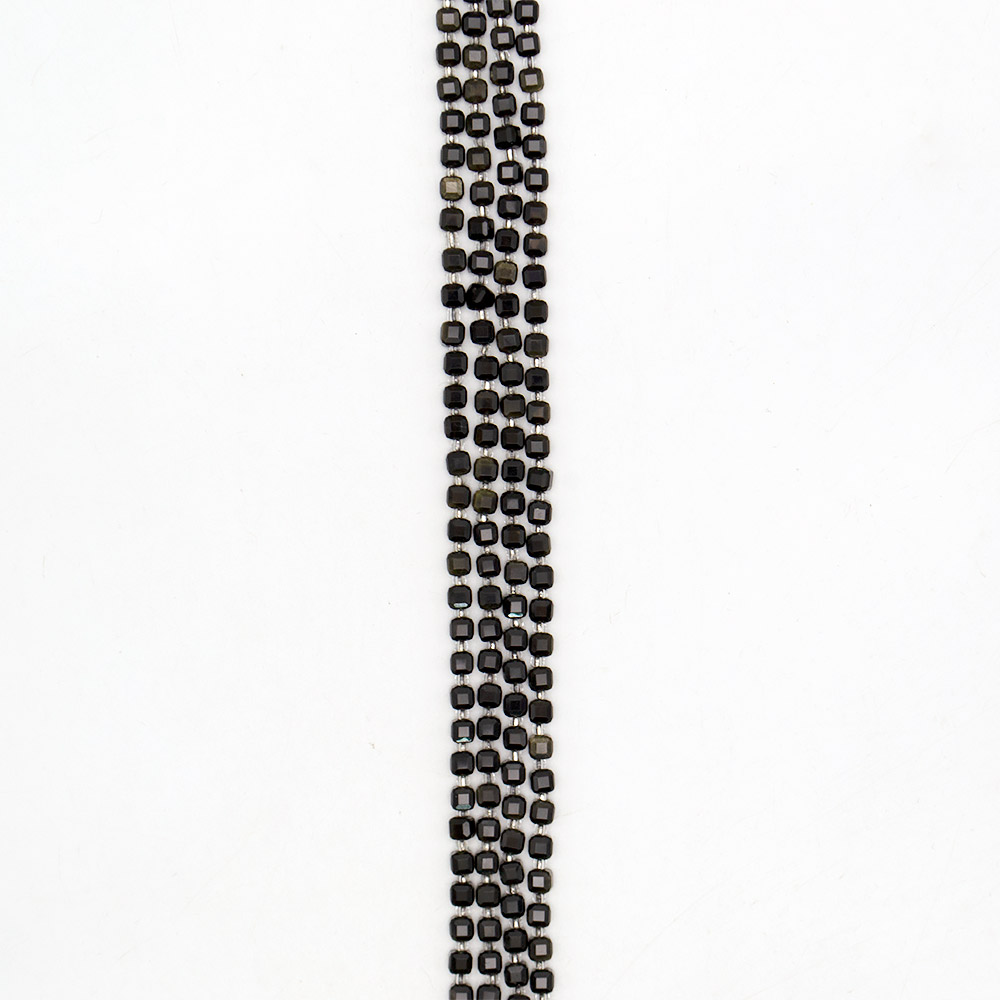 Фото товара обсидиан золотистый кубик 5*5 мм граненый