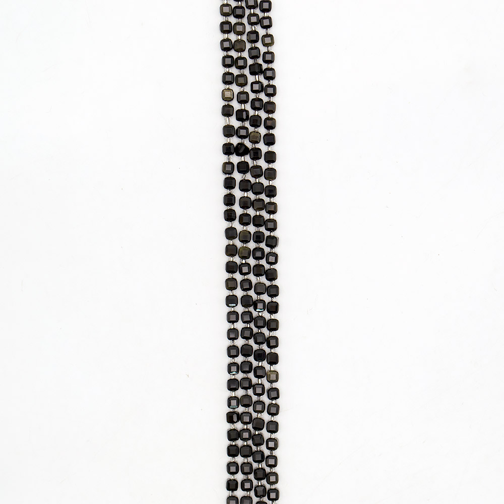 Обсидиан золотистый кубик 5*5 мм граненый