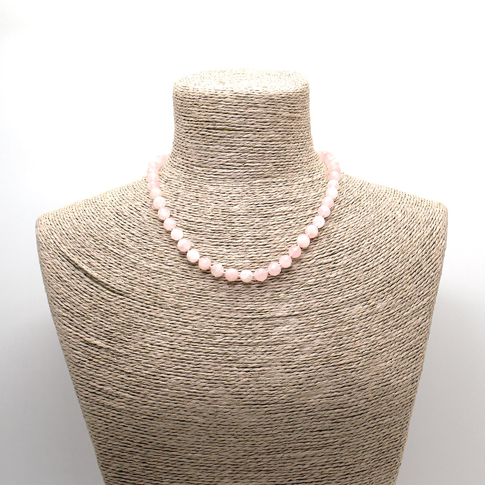 Фото товара бусы из розового кварца грань люкс 8 мм