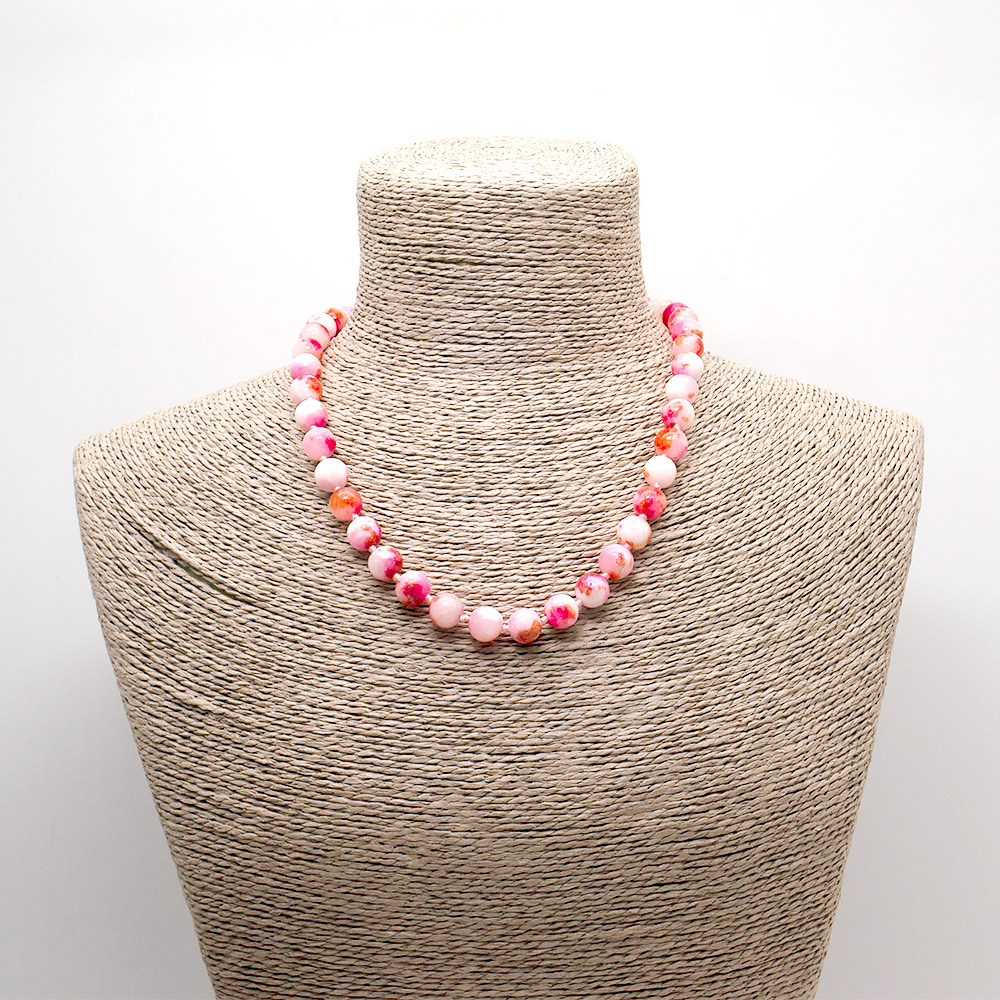 Фото товара бусы из кальцита фуксия шар