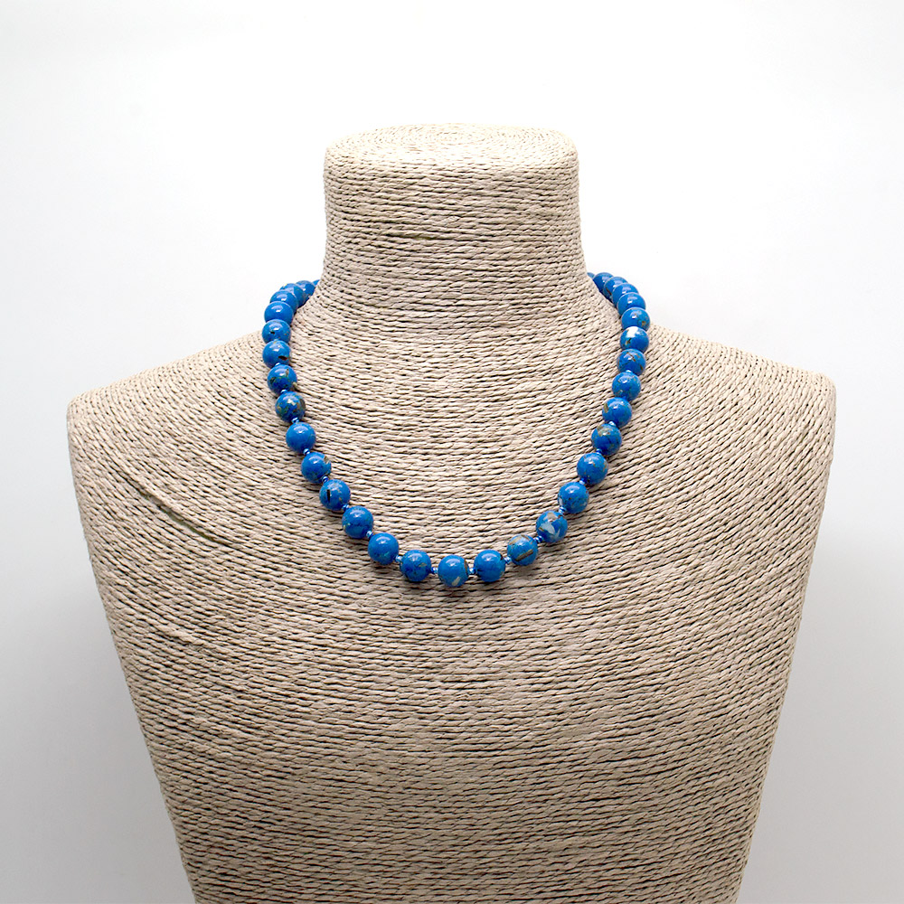 Фото товара бусы из мозаики синей с гелиотисом шар