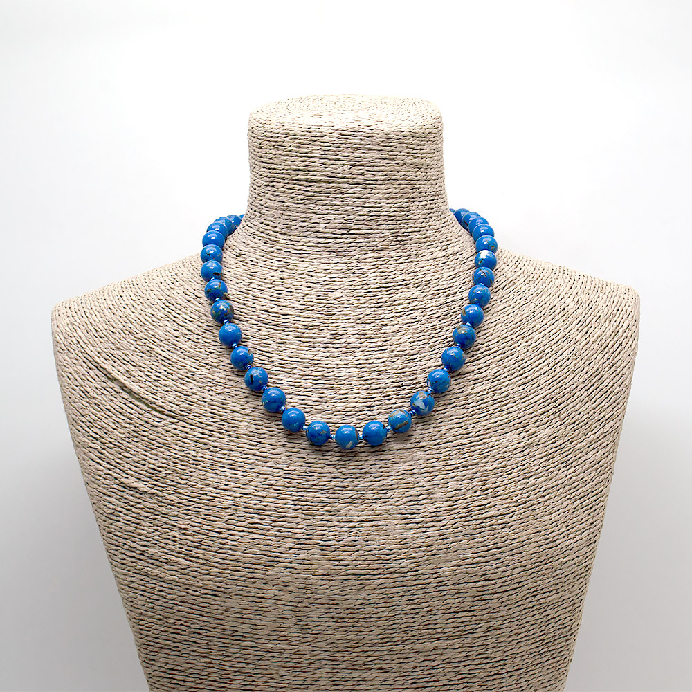 Бусы из мозаики синей с гелиотисом шар