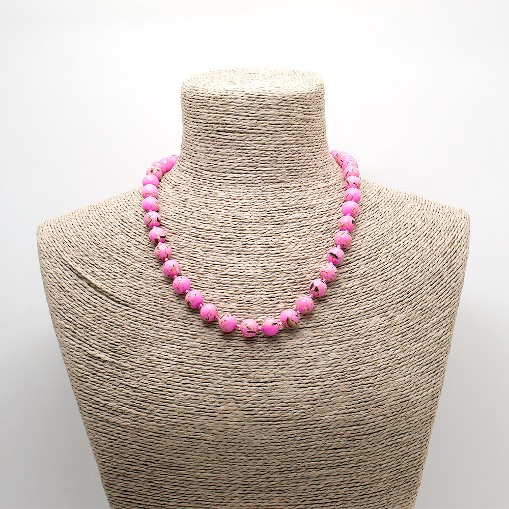 Фото товара бусы из мозаики розовой с гелиотисом шар