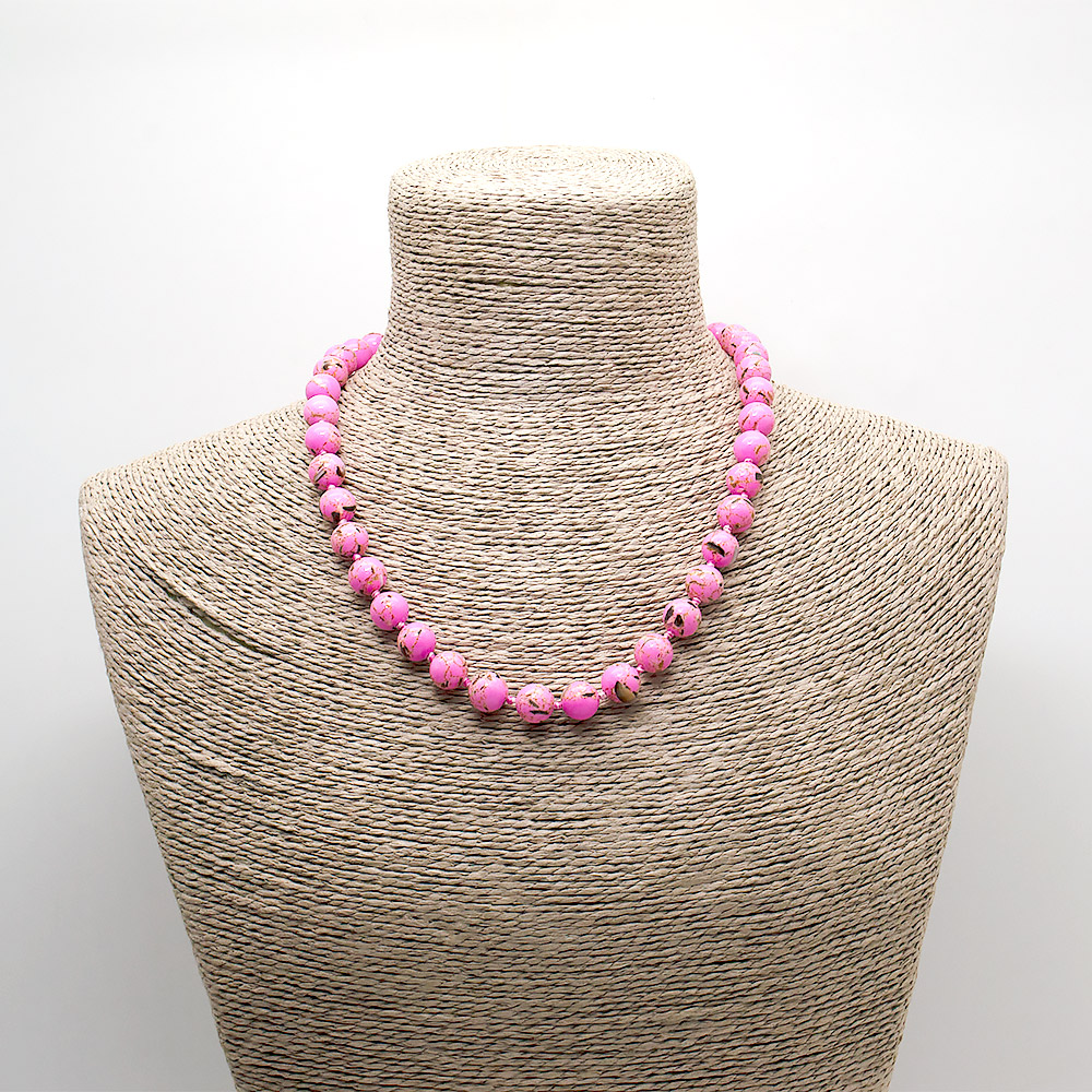 Бусы из мозаики розовой с гелиотисом шар