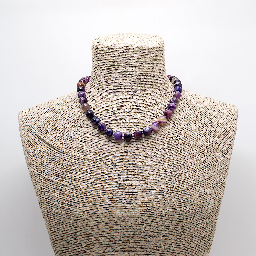 Фото товара бусы из агата цвет фиолетовый шар