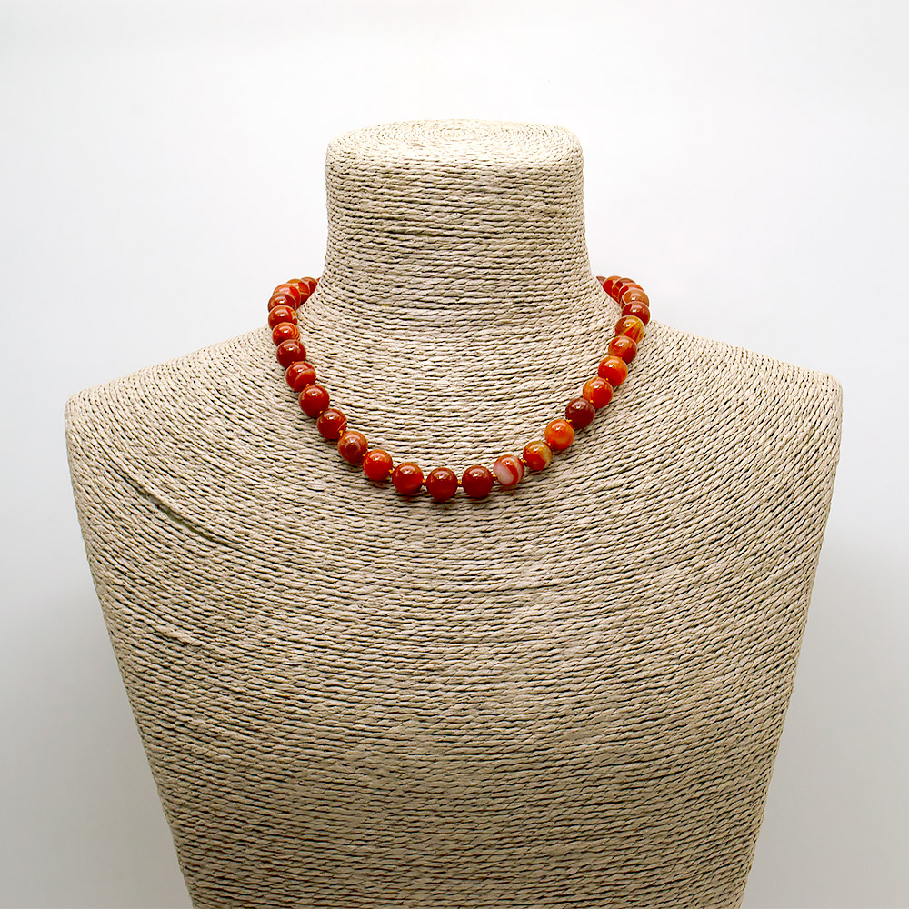 Бусы из агата цвет сердолик шар