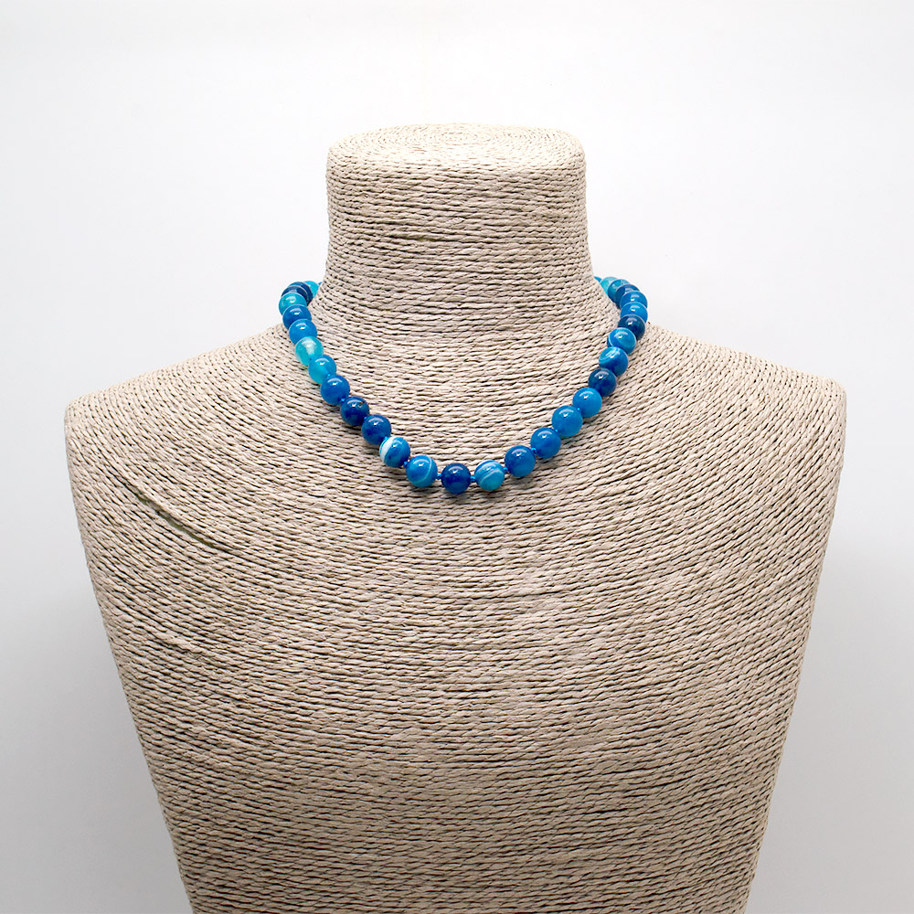 Фото товара бусы из агата тонированного синего 10 мм