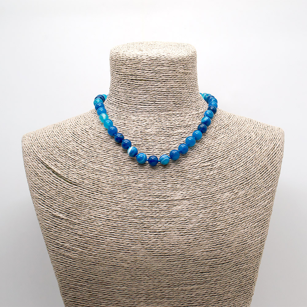 Бусы из агата тонированного синего 10 мм