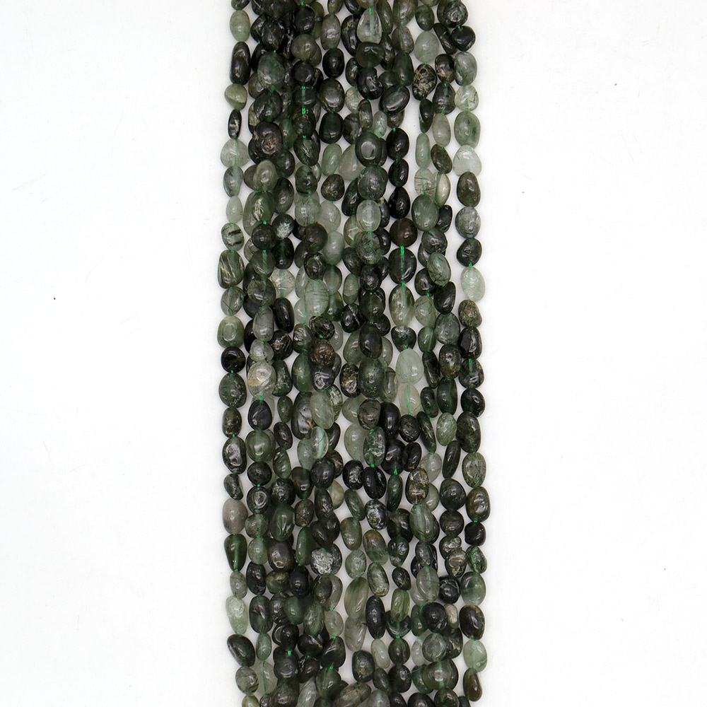 Фото товара кварц рутиловый зеленый галтовка 10*8 мм