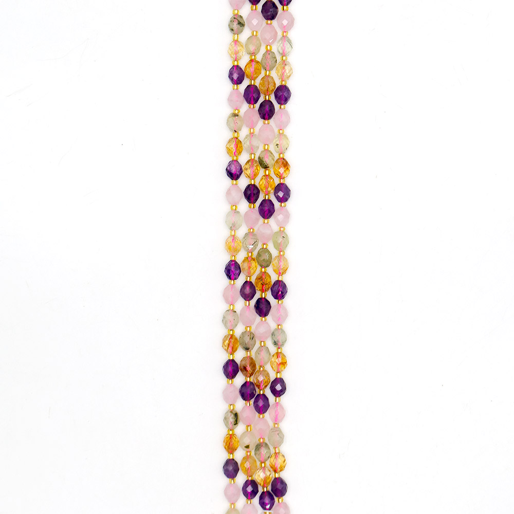 Фото товара пренит, розовый кварц, аметист,цитрин рис граненый 8*6 мм