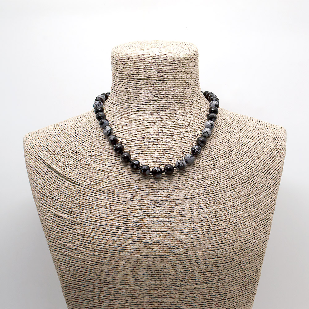 Бусы из обсидиана снежного шар 10 мм