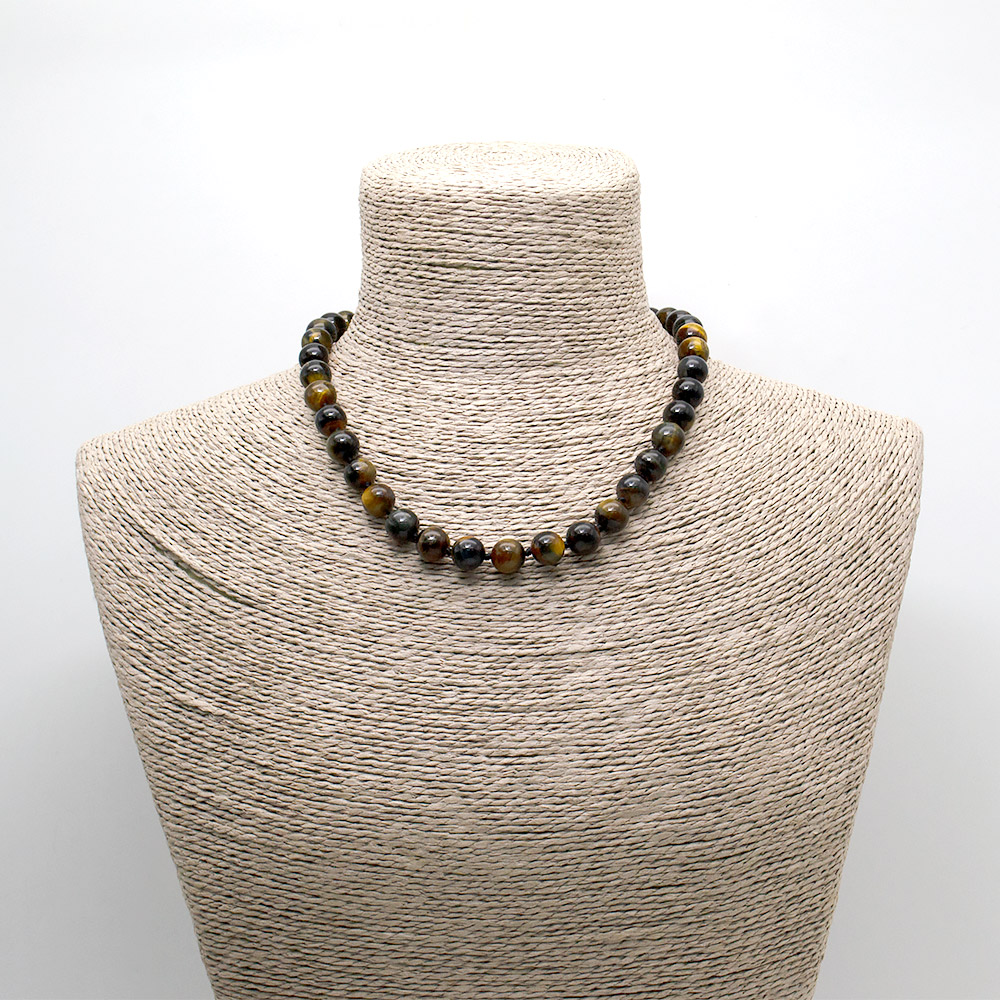 Фото товара бусы из соколинного и тигрового глаза шар 10 мм ав