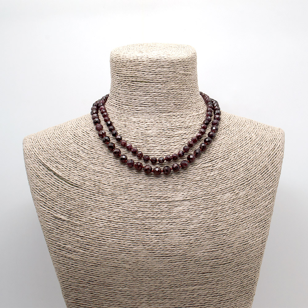 Фото товара бусы из граната грань люкс шар