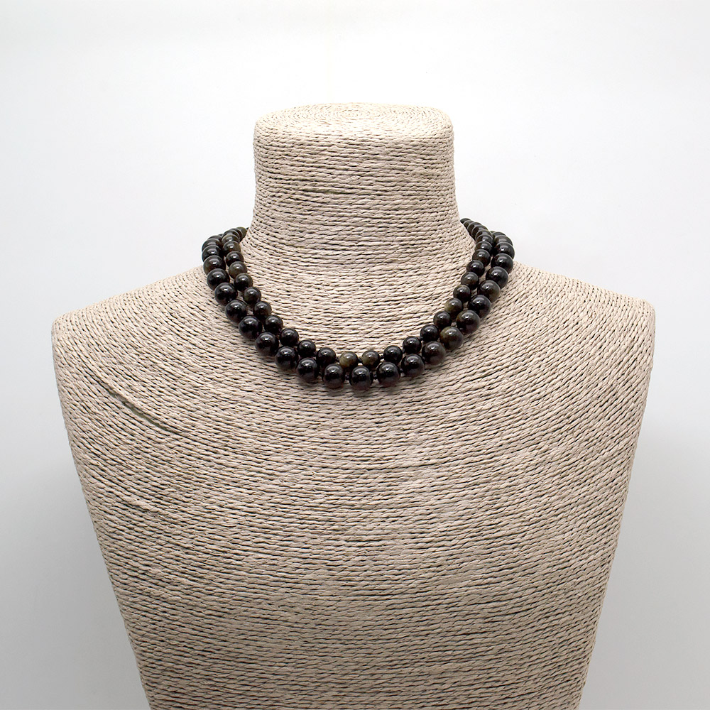 Фото товара бусы из обсидиана золотистого шар