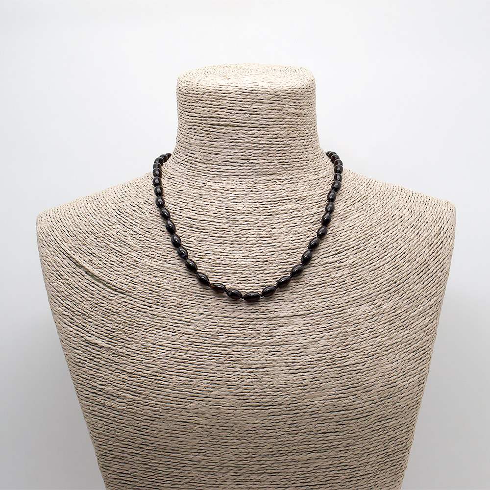 Фото товара бусы из агата черного бочата 9*6 мм