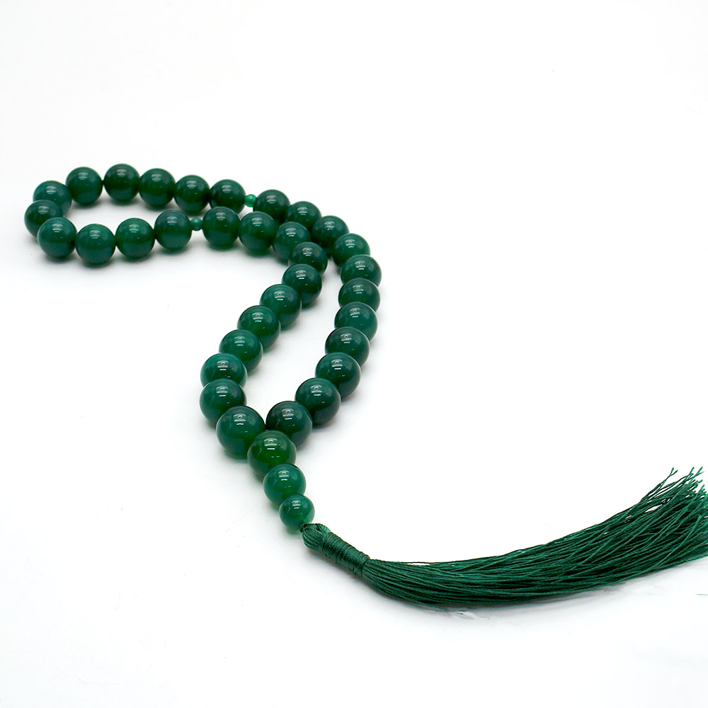 Фото товара четки из агата зеленого 33 бусины