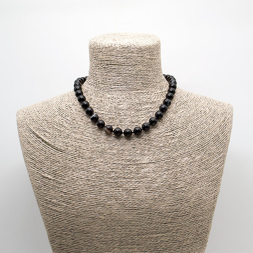 Бусы из агата черного шар 10 мм