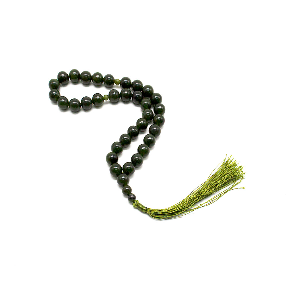 Фото товара четки из нефрита канадского темного  33 бусины