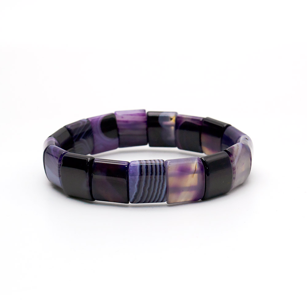 Браслет из агата цвет фиолетовый сегмент 15*13 мм