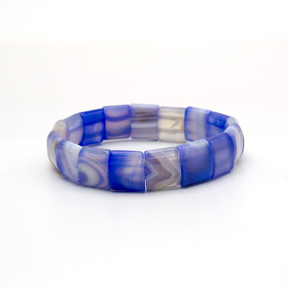 Фото товара браслет из агата цвет бело-голубой сегмент 15*13 мм