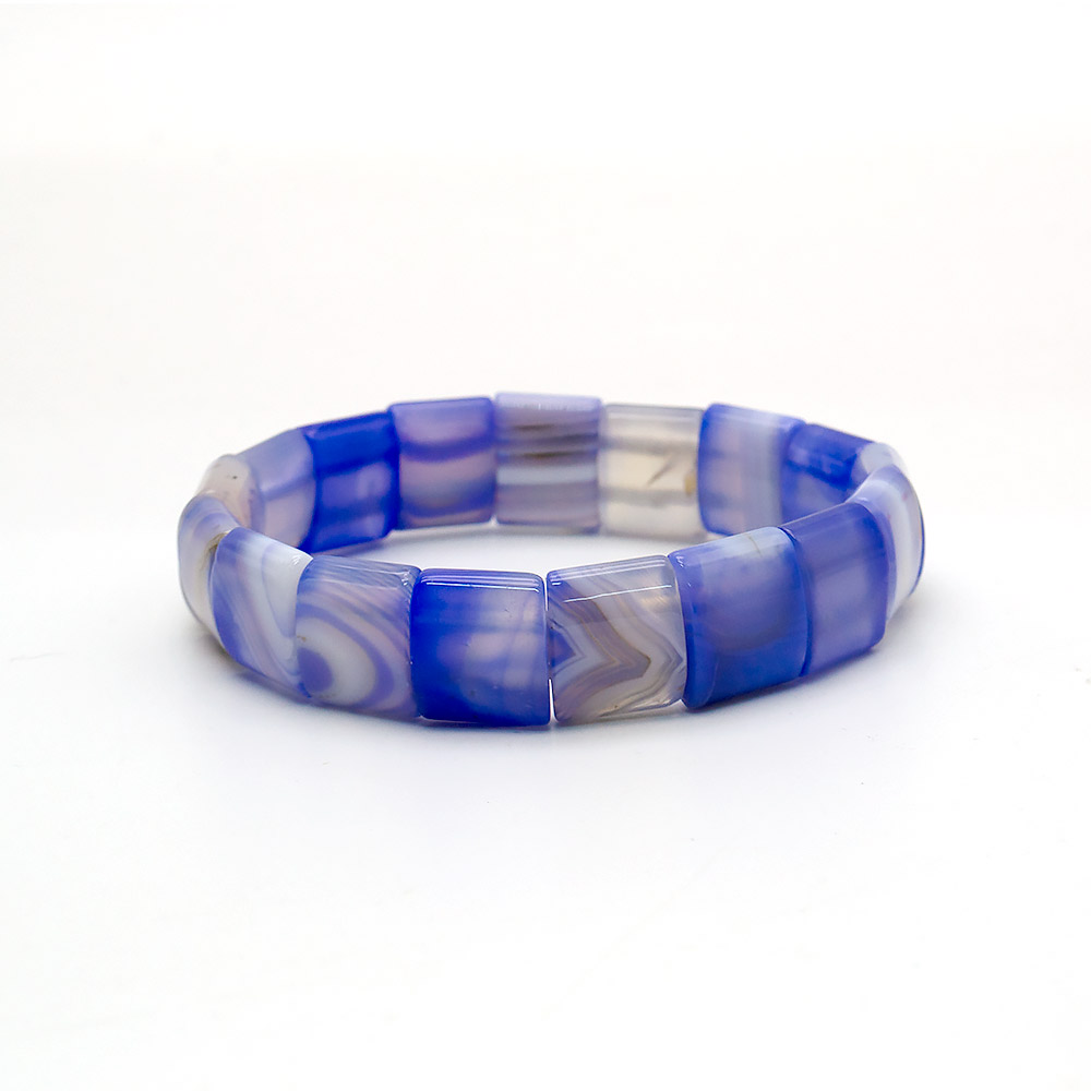 Фото товара браслет из агата цвет бело-голубой сегмент 15*13 мм