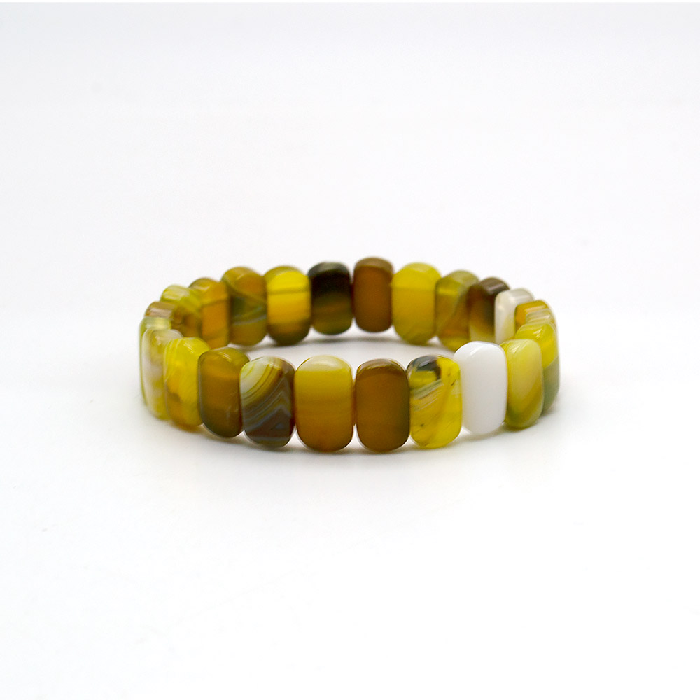 Фото товара браслет из агата цвет желто-зеленый сегмент 14*9 мм